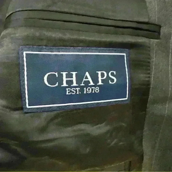 Chaps Sport Coat Men’s 42S Charcoal Gray Pinstriped 100% Wool 3-Button Jacket - Picture 4 of 10